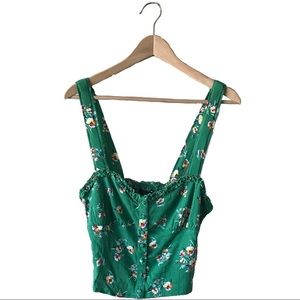 Floral green tank top